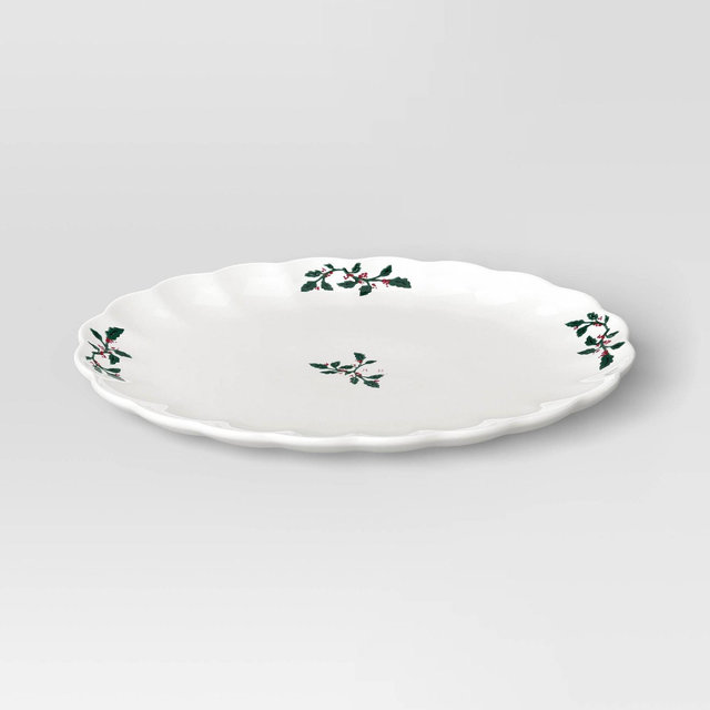 Medium Scallop Holly Berry Serving Platter - Threshold™