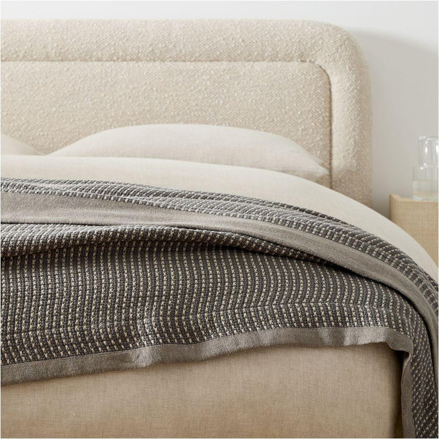 Two Tone Cotton Linen Blanket, F/Q, Aegean