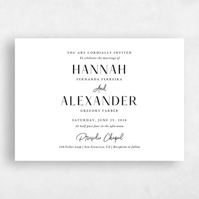 Black Landscape Wedding Invitation - Milford Landscape Letterpress