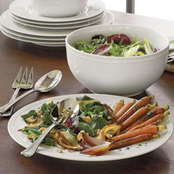 Set of 2 Staccato White Porcelain Serving Bowl | Crate & Barrel