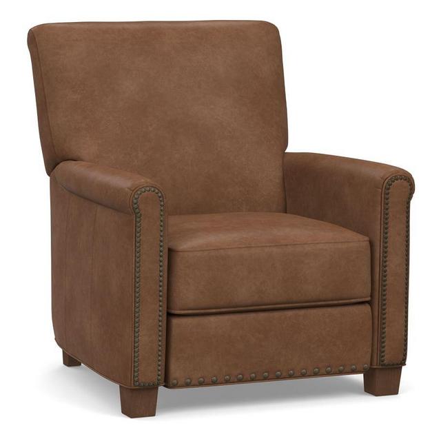 Irving Leather Recliner, Polyester Wrapped Cushions, Leather Vintage Caramel