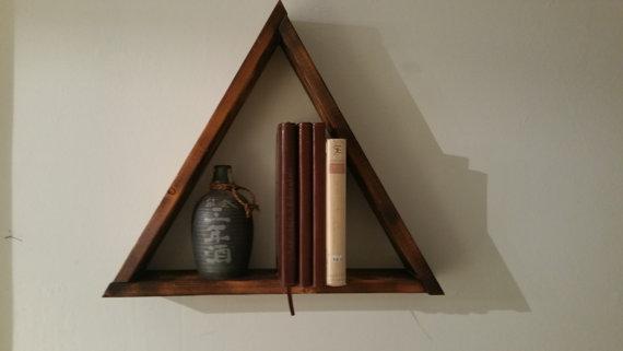 Large wooden triangle shelf