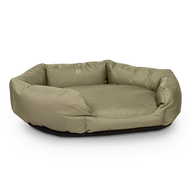 K9 Ballistics Tough Ripstop Oval Bolster Dog Bed, Calming Round Den Shape, Scratch Resistant, Machine Washable - Medium, Sage Green