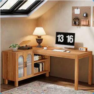 L Shaped Desk with Storage Cabinet, 59'' Corner Computer Desk Office Desk