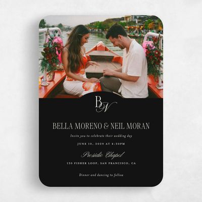 Black Wedding Invitation - Roscana Photo