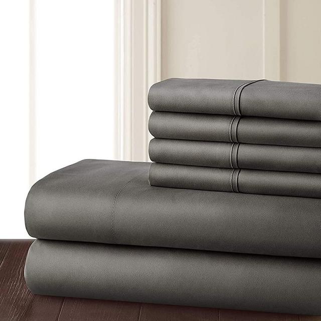 Bamboo Organic Sheets For Cal King Size Bed - 100% Organic Bamboo 6 Piece Sheet Set Cal King Size Bed Set Bamboo sheets Cal King Size Bedsheet Set Organic Bamboo Sheets Cal King Dark Grey