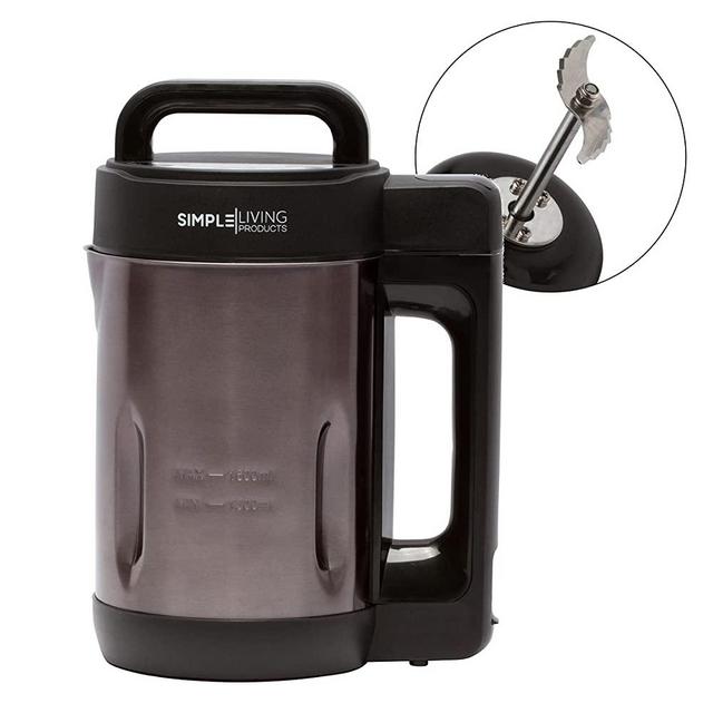 Simple Living Products 1.6L Deluxe Portable Soup Maker. Hot Soup Maker Machine is a 4-in-1 Applaince, Soup Maker, Blender, Soy Milk Maker and Juicer. Homemade Nutritious Soups in 30 Minutes.