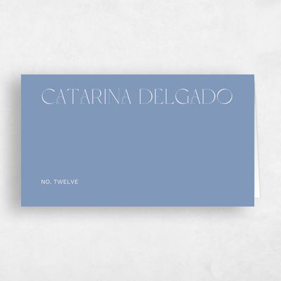 Denim Blue Wedding Place Card - Garnet