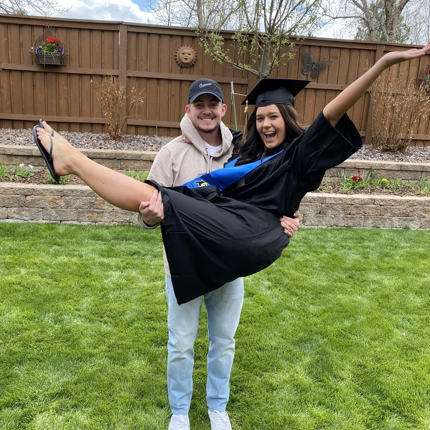Emma's Covid Graduation! Since she graduated in 2020, Chase and her family held a backyard commencement ceremony with all of her friends and family members tuning in on zoom.