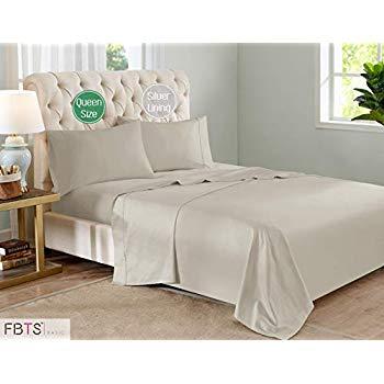 FBTS Basic Sheet Sets Cotton Microfiber Interwoven (Queen, Grey) Luxury Fitted Sheets with 18" Deep Pockets Breathable Super Soft Bed Sheets