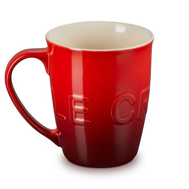 Le Creuset Stoneware 20 oz Extra-Large Logo Coffee Mug, Cerise