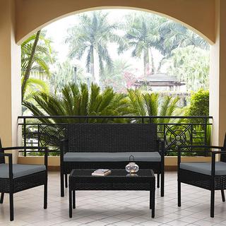 Noli Steel Rattan 4-Piece Patio Conversation Set
