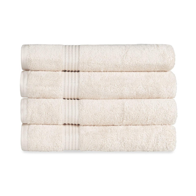 Egyptian Cotton Absorbent Luxury Heavyweight Bath Towel Set of 4, Ivory - Blue Nile Mills