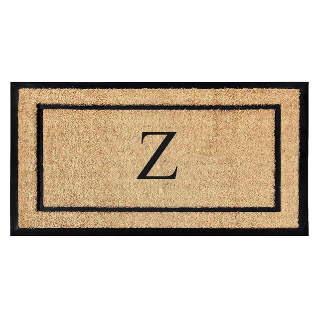 A1HC Natural Coir & Rubber Large Monogrammed Doormat, Thick Durable Entry Mats for Entrance Heavy Duty, Thin Profile, Long Lasting Front Door Mat - 24"x48"