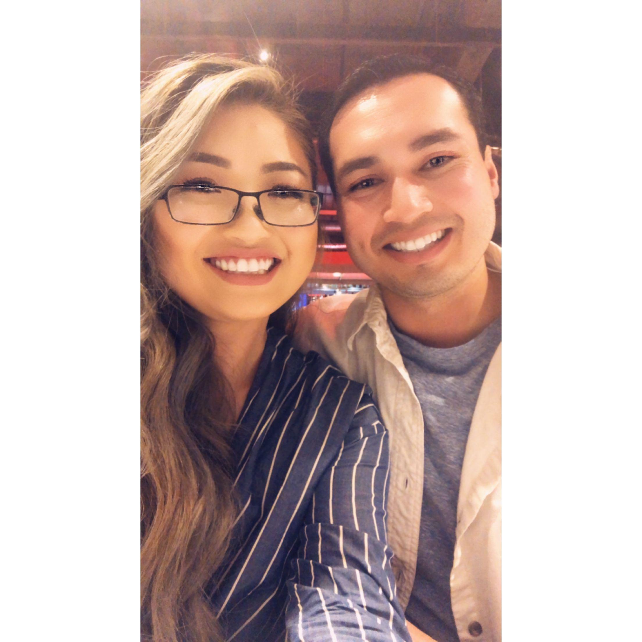 Our first photo taken together on our date at Mikuni's.