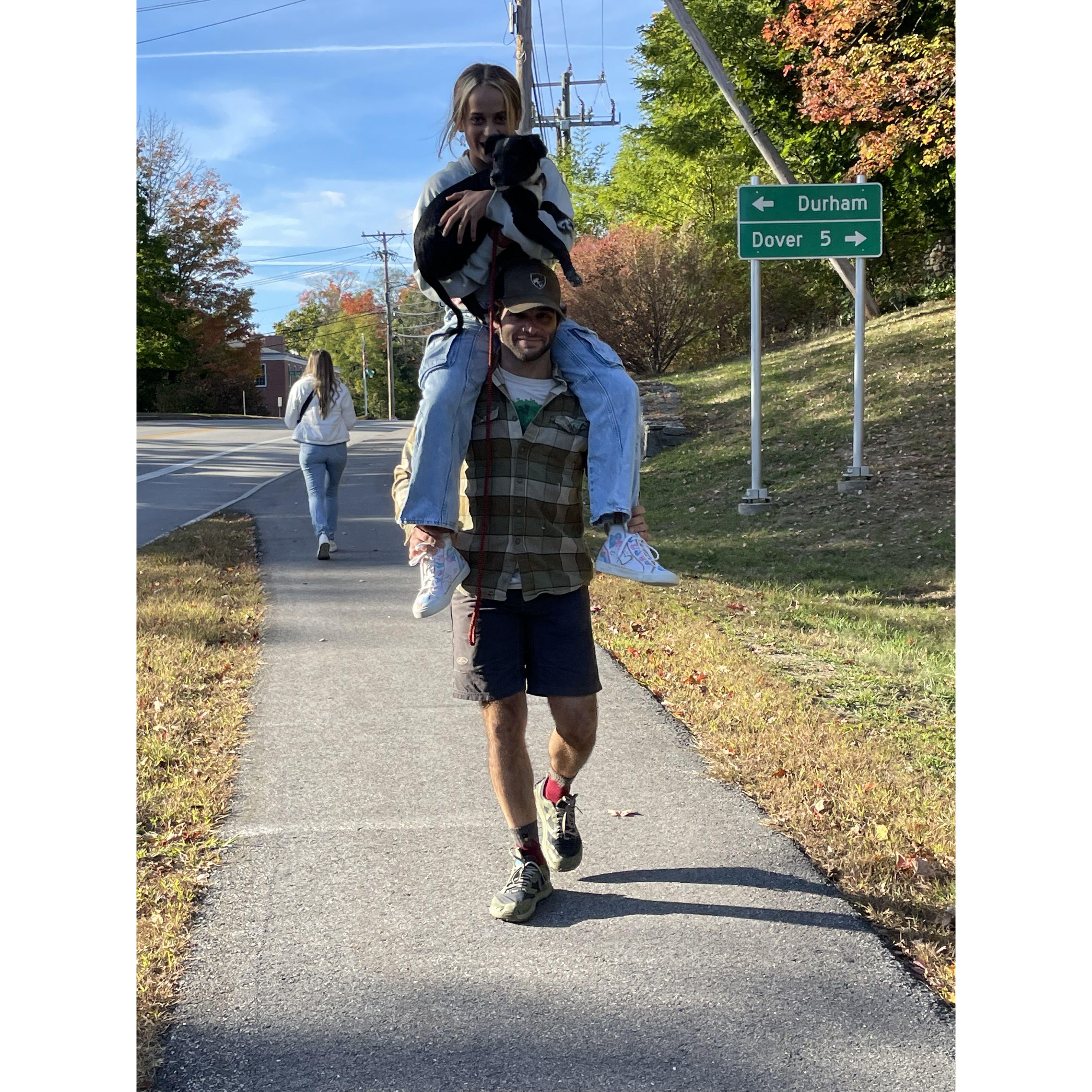 Fall in Durham at the Food Trucks, with our puppy Bubby a few months old