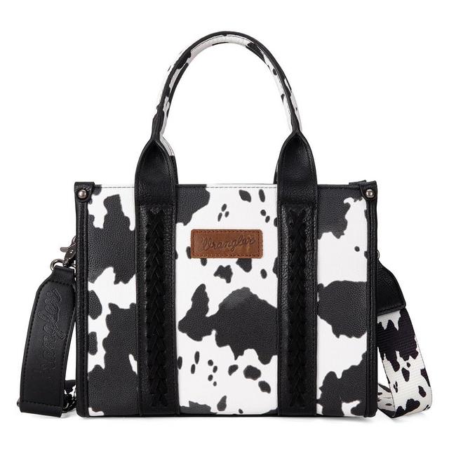 Wrangler Cow Print Tote Bag for Women Western Top Handle Handbag with Guitar Strap