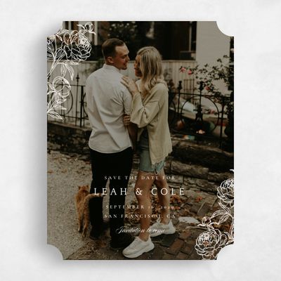 Beige Ticket Wedding Save the Date - Peonia Photo