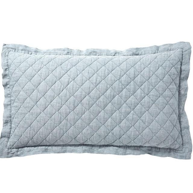 Belgian Flax Linen Diamond King Shams, Set of 2 Chambray