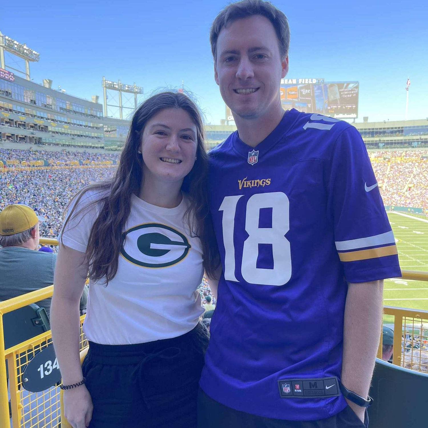 Jordan and Madeline's first NFL game together! In case you haven't noticed, every time they go to their respective team's games, Madeline's team always loses.