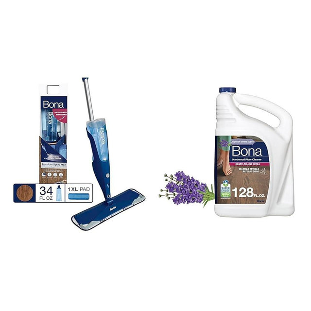 Bona Hardwood Floor Premium Spray Mop + Hardwood Floor Cleaner Refill - 128 fl oz - Lavender Thyme Scent