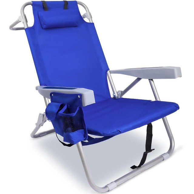 Yestomo Beach Chair with Backpack Straps, Heavy Duty Backpack Beach Chairs for Adults with 4 Positions, Lay Flat Beach Chair with Large Cooler Pouch, Support to 350LBS