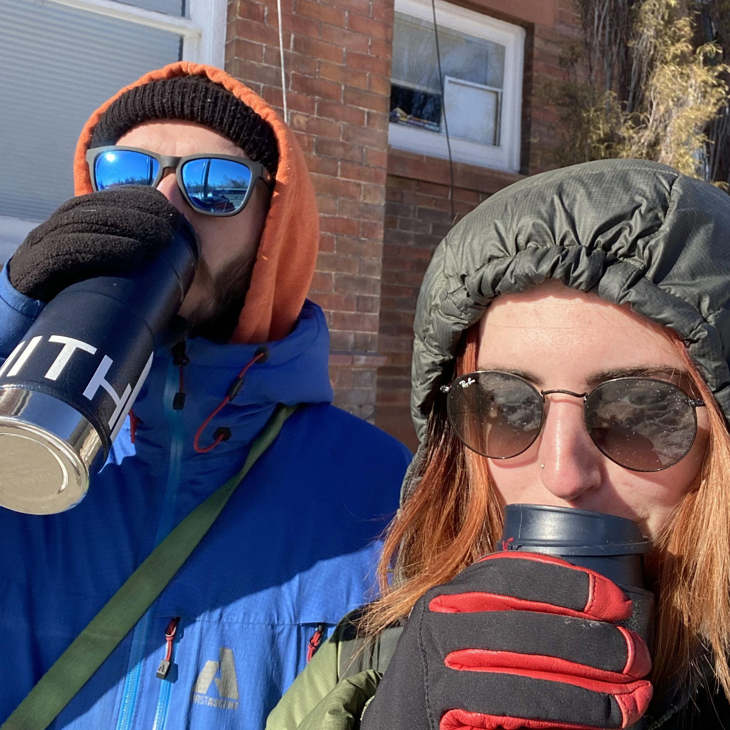 Big walkers and even bigger coffee drinkers. This is the only time you'll catch Hannah with a hot coffee #NewEnglandGirl