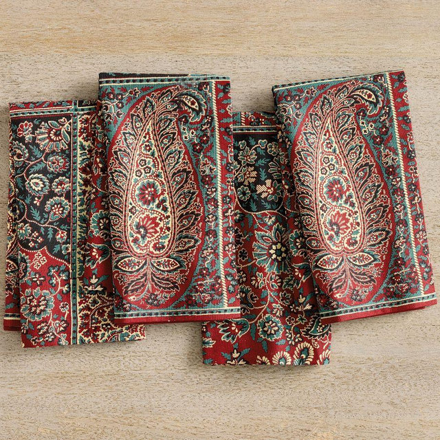 Talia Block Print Cotton/Linen Napkins - Set of 4