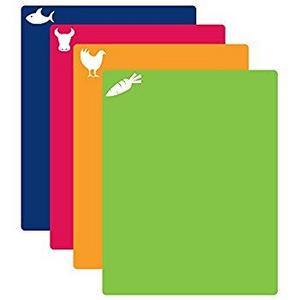 CounterArt Flexible Cutting Mat with Food Icons, Set of 4