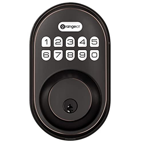 Orangeiot Keyless Entry Deadbolt Lock, Electronic Keypad Door Lock, Auto Lock, 1 Touch Locking, 20 User Codes, Easy to Install, Oil Rubbed Bronze