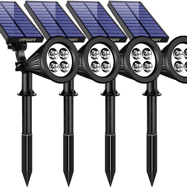 URPOWER Solar Lights Waterproof Solar Lights Outdoor 2-in-1 Adjustable Solar Spotlight Wall Light Auto On/Off Solar-Powered Landscape Lighting for Garden Yard Pathway Swimming Pool (4Pack-Cool White)