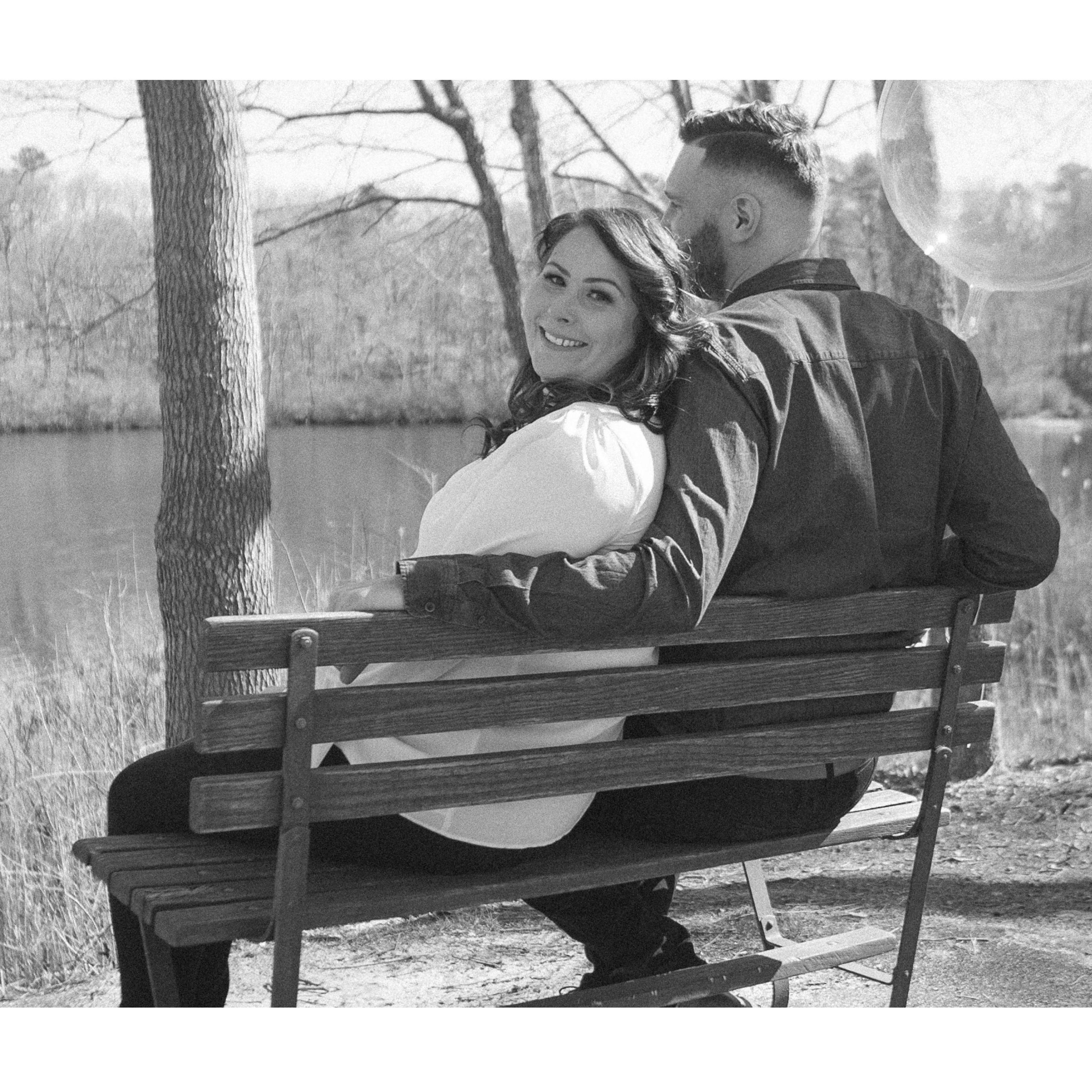 Just on a bench...