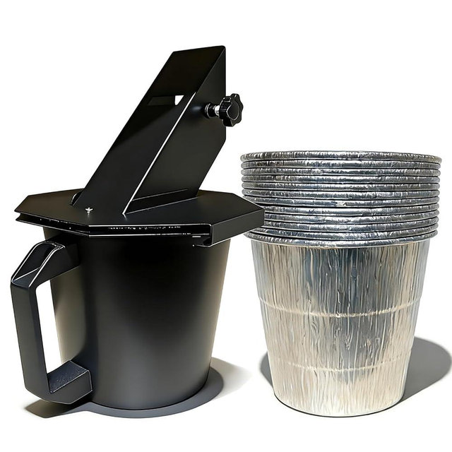 RESTTIME Upgraded Grease Bucket with Lid & 12 Disposable Foil Liners, Smoker Drip Grease Bucket Compatible with Traeger, Pit Boss, Recteq, Z Grills & More Wood Pellet Grills