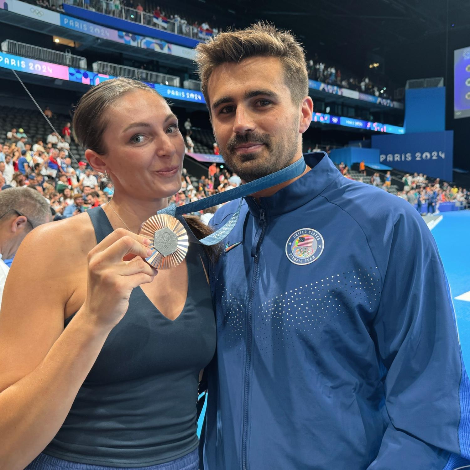 Ben winning bronze at the Paris Olympics
