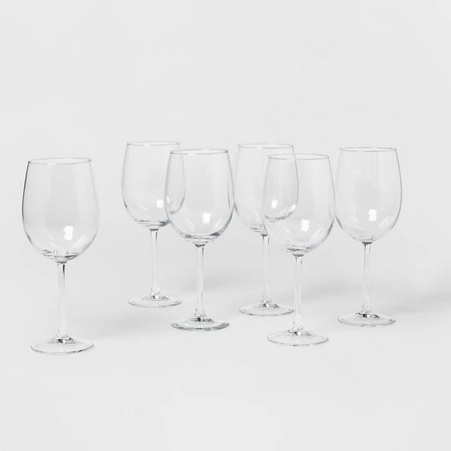 19oz 6pk Glass Large Stemmed Wine Glasses - Made By Design™