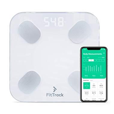 FITTRACK Dara Smart BMI Digital Scale - Measure Weight and Body Fat - Most Accurate Bluetooth Glass Bathroom Scale