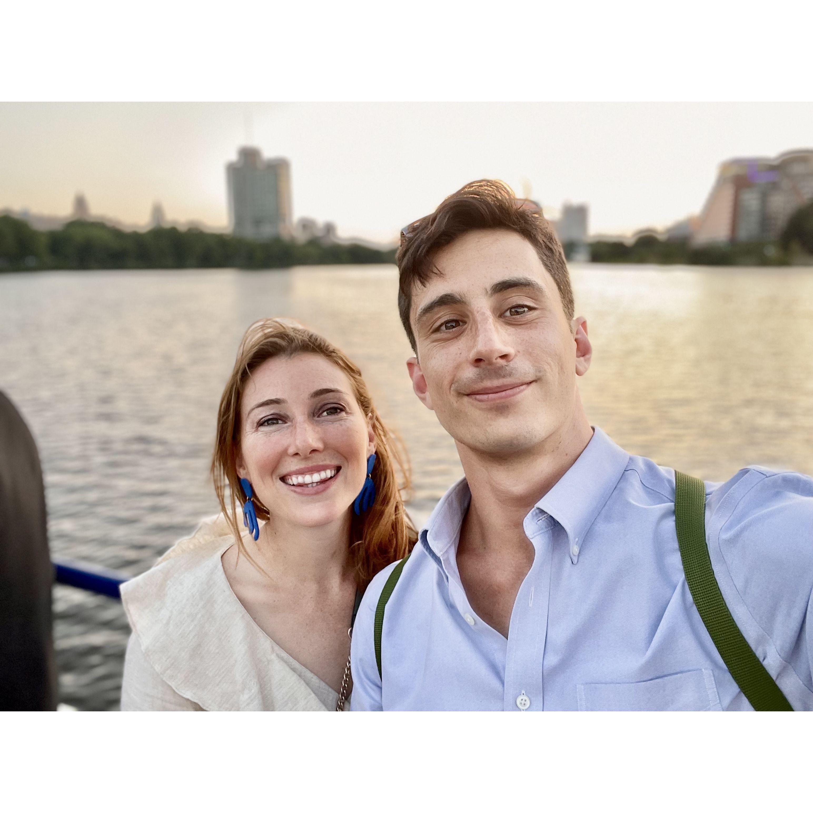 Sunset boat cruise along the Charles River