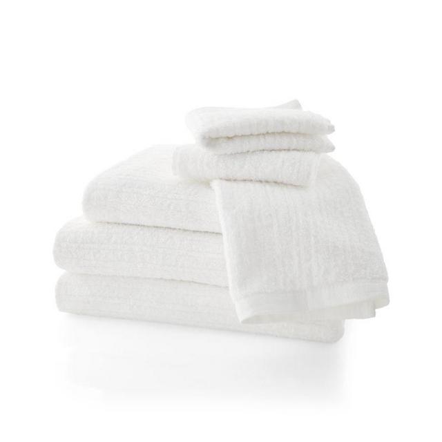 Ribbed White Towels, Set of 6