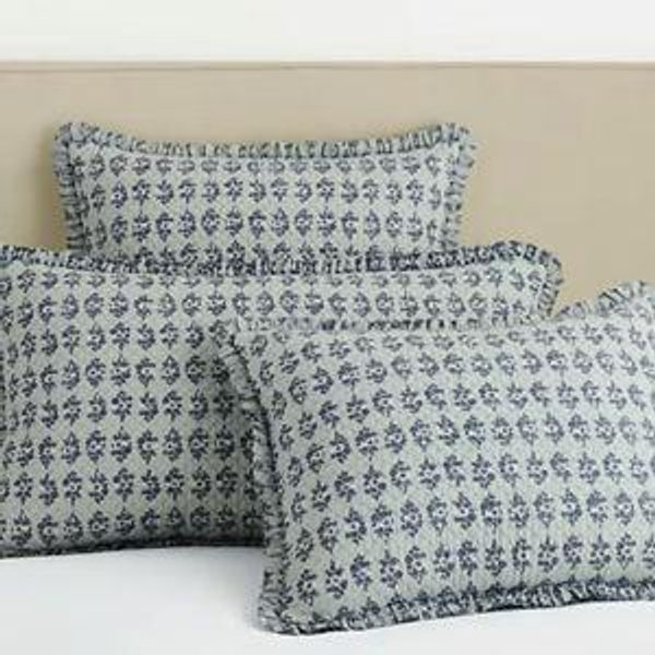 Provence Reversible Sham - Ivory/Ocean - Standard Size