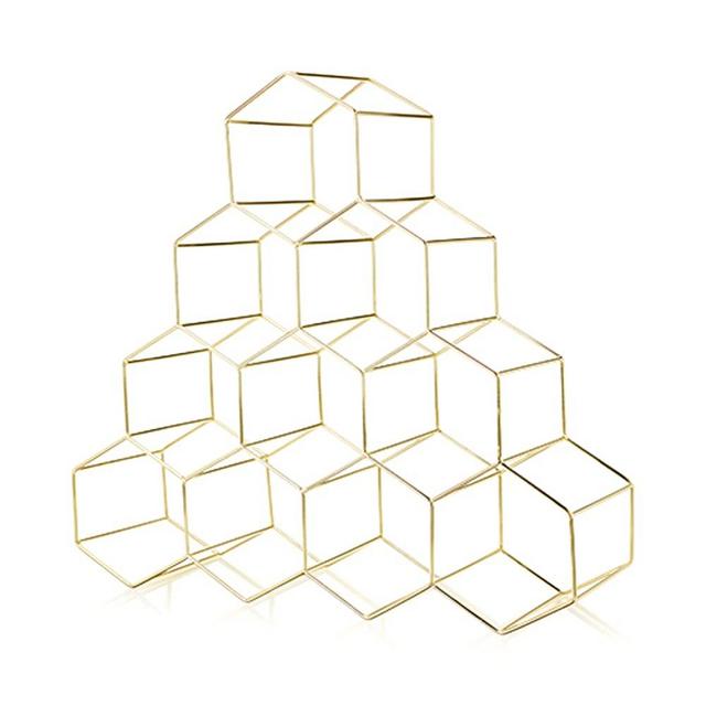 Viski 10-Bottle Gold Geo Countertop Rack, Freestanding Wine Holder, Gold-10