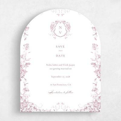 Pink Arch Wedding Save the Date - Hattaway Portrait