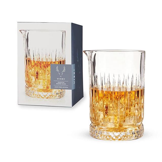 Viski Pedestal, Lead-Free Crystal Cocktail Mixing Glass Bartender Tool, 23 Oz, Set of 1