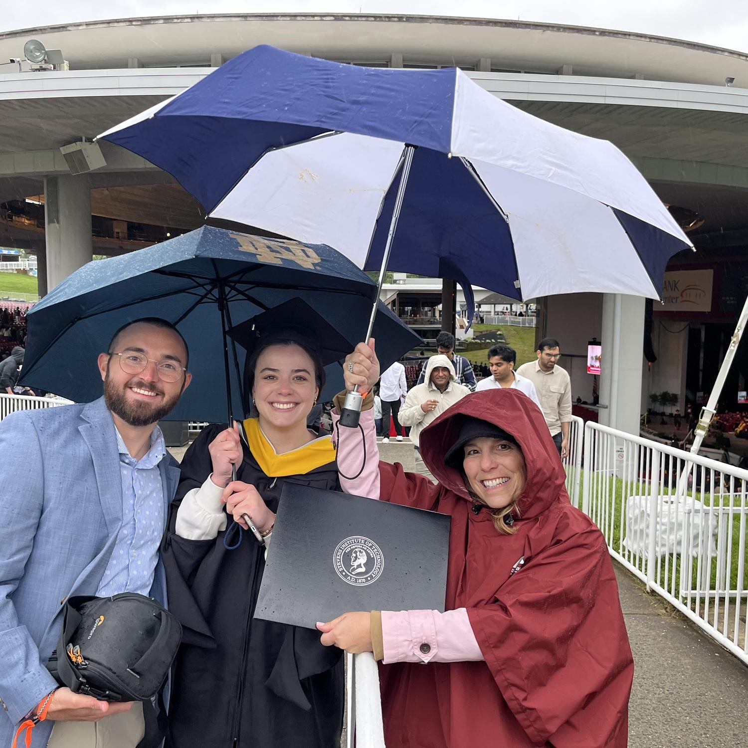 Olivia’s graduation day. 40 degrees, high winds and raining in May.