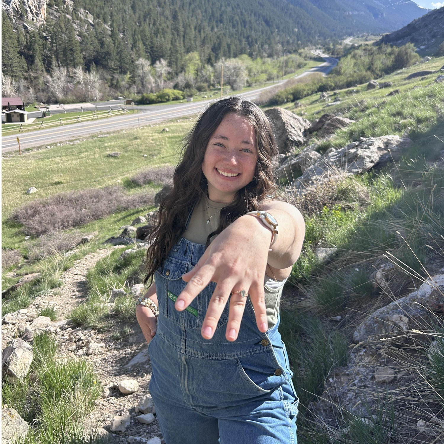 Ainsley and her ring, just after Brian proposed!