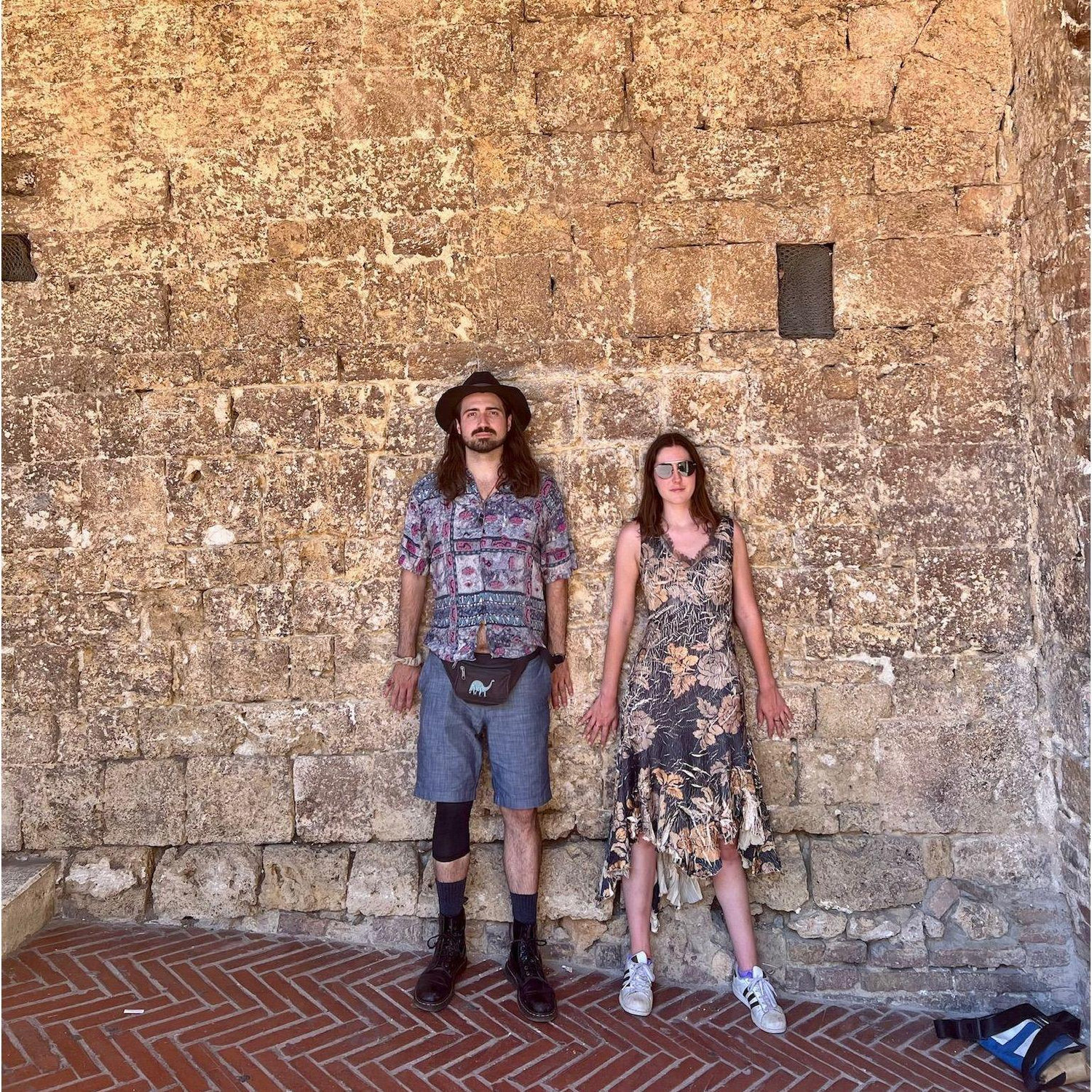 Blending into the architecture in San Gimignano, Italy.