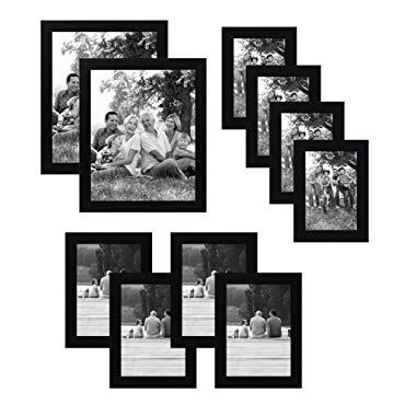 Americanflat 10-Piece Multi Pack Includes 8x10, 5x7, and 4x6 Frames, 10 Pack Gallery Set, Black