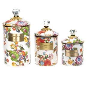 White Flower Market White Canisters, Set Of 3