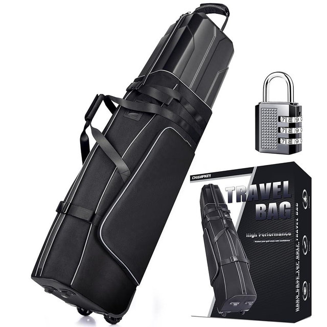 CHAMPKEY Professional Golf Travel Bags for Airlines - Golf Travel Bag Hard Case Top - Premium Oxford Fabric Golf Travel Bag - Oversized Travel Wheels Golf Travel Case (Balck)