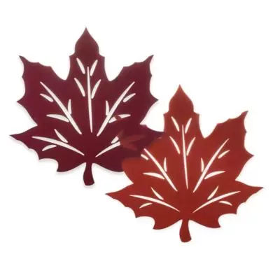 Melange Felt Leaf Reversible Placemat in Wine/Bronze