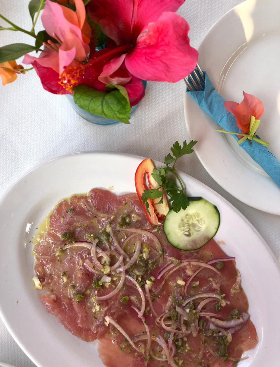 Carpaccio dish at Chez Arnoldo Restaurant, one of our faves!